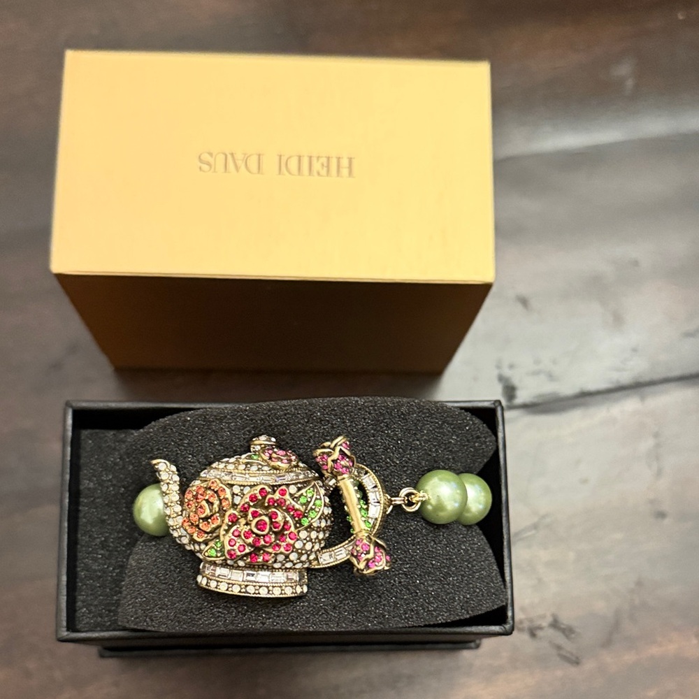 Heidi Daus Teapot Bracelet with Green and Pink Accents